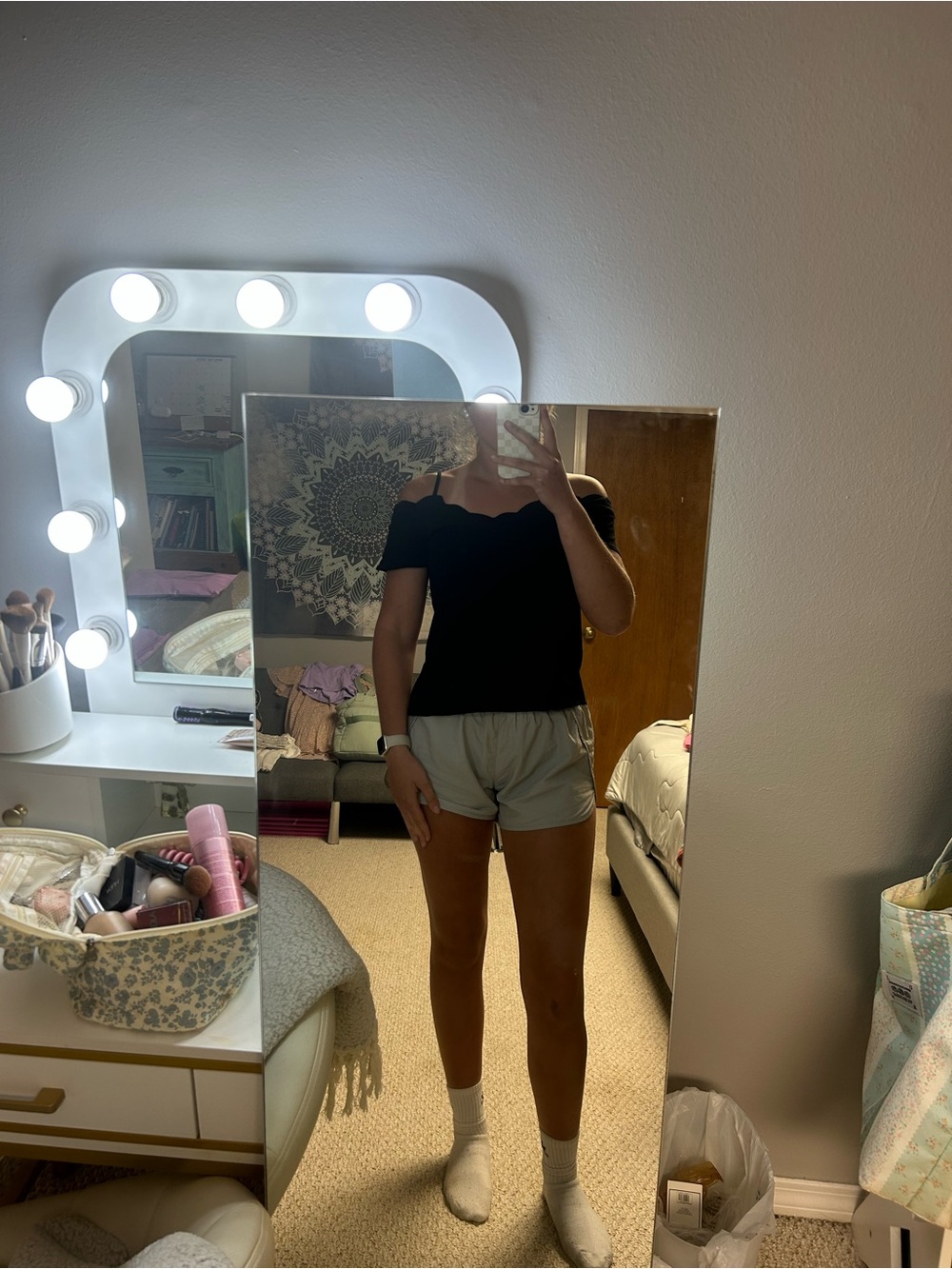 T.J.Maxx Black Scalloped Off-Shoulder Top
